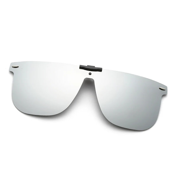 Clip On Solglasögon För män Polariserad lins Fyrkantiga Solglasögon Night Vision Driver Glasögon Fiske Glasögon Flip Up Lyx Oculos silver as show