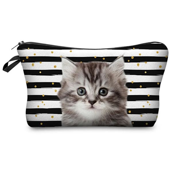 Svart katt utskrift kvinnor kosmetiska väskor Djur Söt Casual Bärbar förvaring Sminkväska Toalettväskor hz1466 Cat Bag