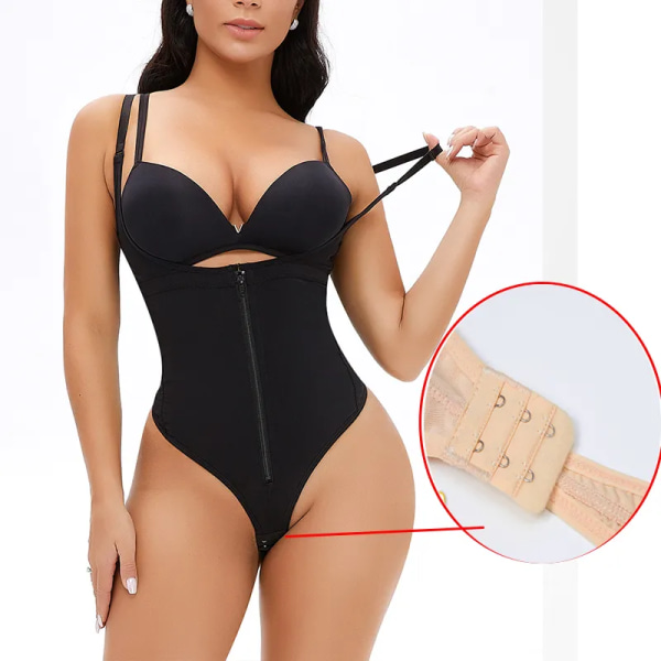 GUUDIA Thong Shapewear 6XL Shapers för kvinnor Magkontroll Fajas Colombianas Body Shaper Dragkedja Öppen byst Body Shaper hooks crotch b XL