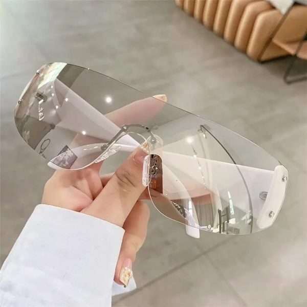 Y2K Solglasögon för kvinnor Män Trendiga båglösa Star Punk One Piece Goggles Oversized Wrap Around Solglasögon 2000-talsglasögon UV400 Solglasögon A-C8