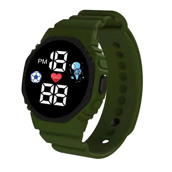Lätt och stilfull modefotboll LED Digital watch Present Digital watch som är bevisad för dagligt bruk Army Green