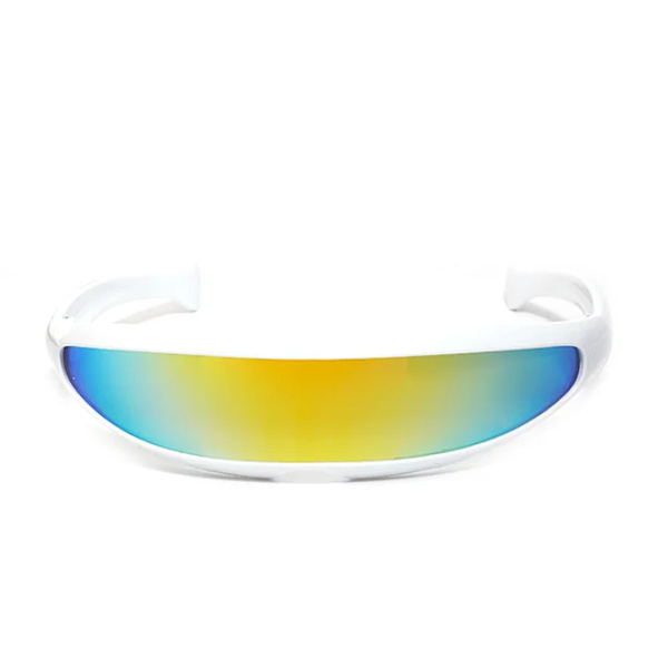 Futuristic Narrow Cyclops Visir Solglasögon Laser Glasögon UV400 Personlighet Spegellins Kostym Glasögon Glasögon Herrglasögon Multicolor Silver-A
