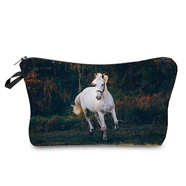 Print sminkväskor för kvinnor Djur Casual flicka kosmetikaväska Miniresor Eco Återanvändbar toalettväska Student pennväska hz7687 Horse
