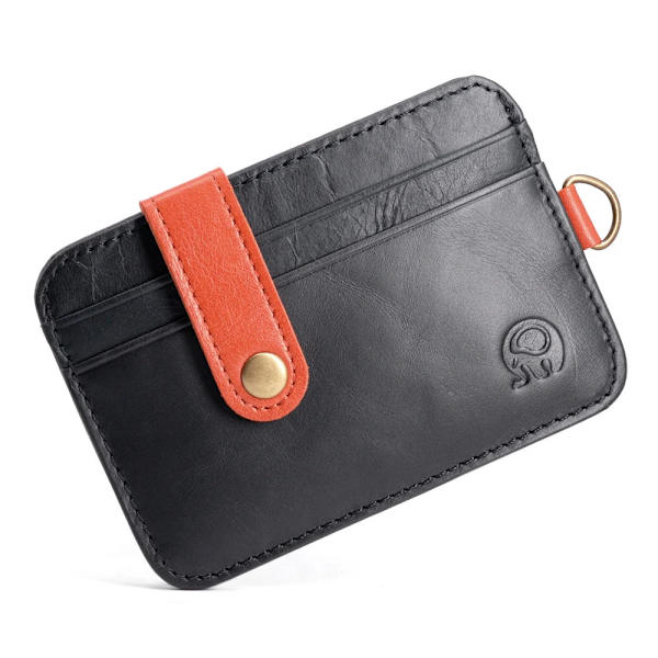 Retro unisex ung smal minimalistisk plånbok Kohud Läder VIP ID Kreditkortshållare Kort handväska Läder Bank Multi Slot Card Orange