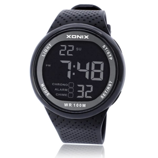 2016 nytt märke XONIX Watch Herr Militära sportklockor Mode PU Vattentät LED Digital Watch For Man Klocka digital-klocka GJ-007B(SiliconeBand