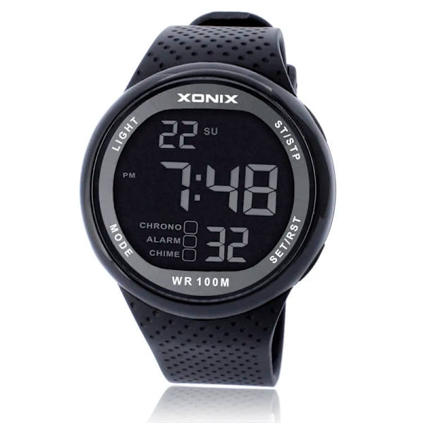 2016 nytt märke XONIX Watch Herr Militära sportklockor Mode PU Vattentät LED Digital Watch For Man Klocka digital-klocka GJ-007C(PU Band