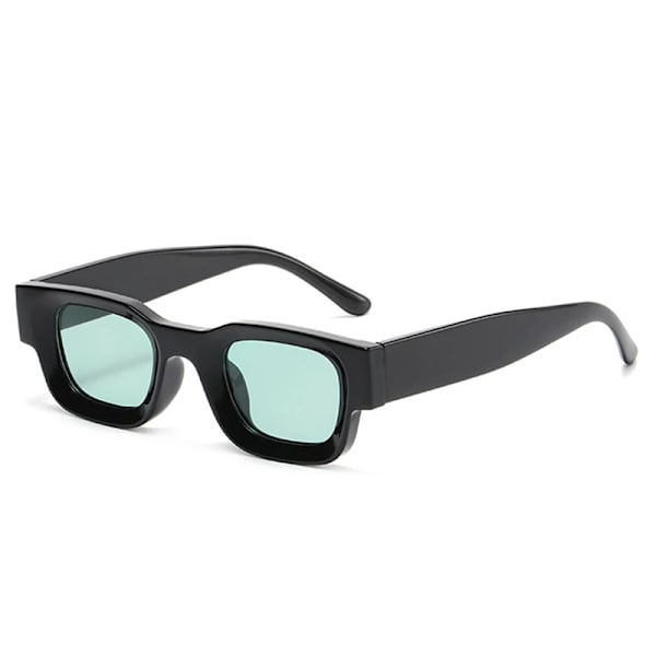 SO&EI Ins Populärt mode Små fyrkantiga polariserade solglasögon Dam Retro Punk Shades UV400 Män Trendiga solglasögon Black green As the picture