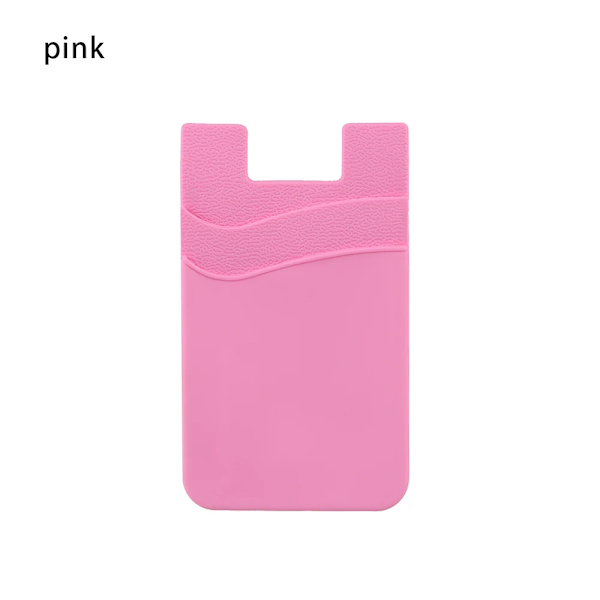 1PC Mode Silikon Case Självhäftande korthållare Universal Mobiltelefonficka Stick On Kreditkortsväskor Handväska pink