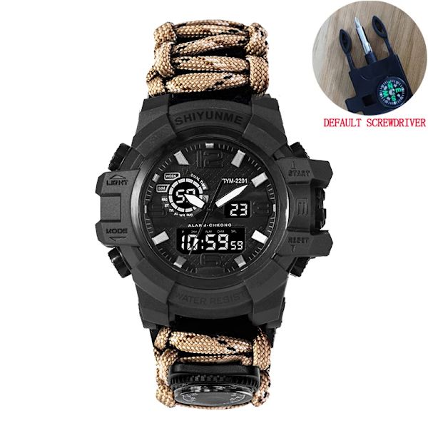 SHIYUNME Män Militär Watch Utomhus Kompass Tidslarm LED Digitala klockor Män Vattentät Quartz Clock relogio masculino gold
