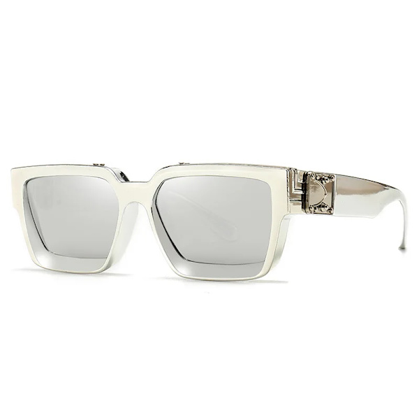 SHAUNA Retro Square Solglasögon UV400 Silver mirror as the picture