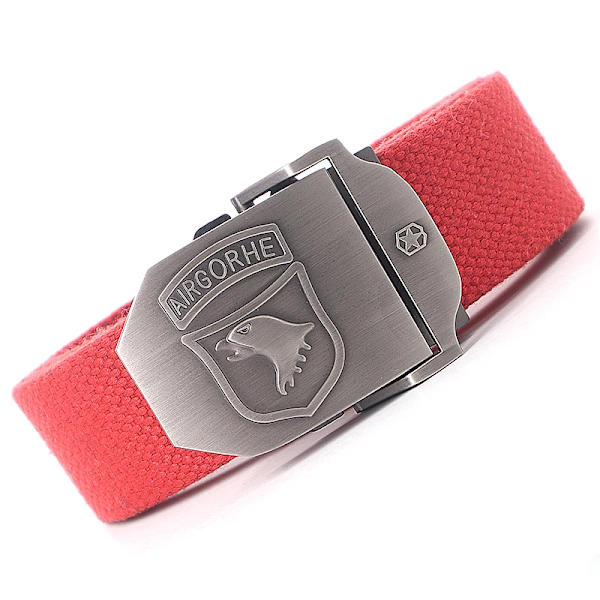 Canvas militärt taktiskt bälte män Hög kvalitet brett metall slät spänne bälte Byxor Tillbehör Ny unisex utomhusträningsbälte Red belt 130cm