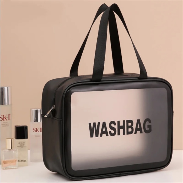 Kvinnor Bärbar Resetvättväska Kvinna Transparent Vattentät Makeup Förvaringspåse Stor kapacitet Kosmetisk Organizer Case Small  pink