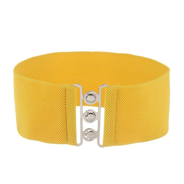 Brett bälte för kvinnor slimmande midjebälte med metallspänne Lyxigt kvinna midjeband högt elastiskt midjebälte för midjedekor Yellow One Size