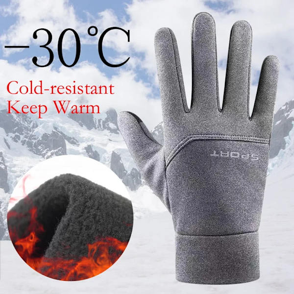 Vintercykelhandskar Herr Kvinnor Pekskärm Kallt väder Varma handskar Frys Thermal för löpning Cykling Skidvandring B-Grey XL