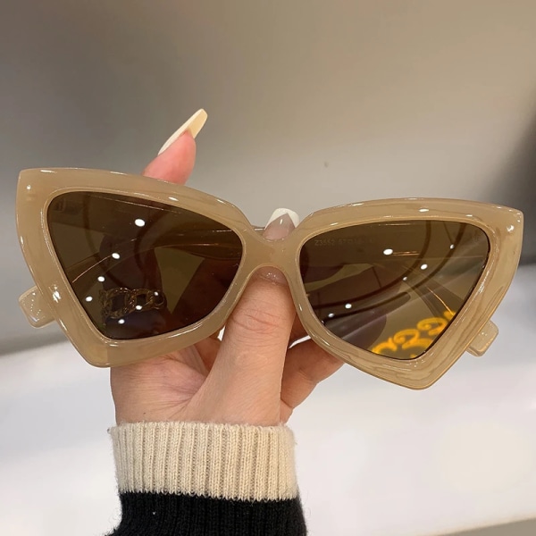 Nytt mode cat eye solglasögon trendiga kvinnliga glasögon lyxmärke designer populär kvinnor reser solskydd glasögon leopard-tea Other
