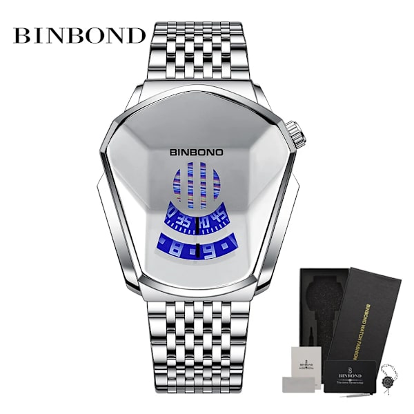 2021 Ny design Toppmärke Lyx Män Sport Vattentät Watch 3D Glas Quartz Klockor Man Klocka Armbandsur Casual Chronograph silver