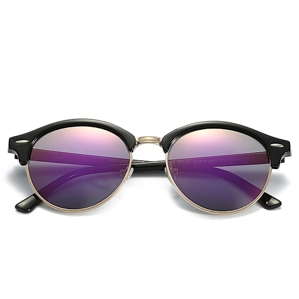 SIMPRECT Polarized Solglasögon Dam UV-skydd Runda solglasögon Män Lyxmärke UV400 Högkvalitativa solglasögon för kvinnor Gold-Mirror Purple In picture