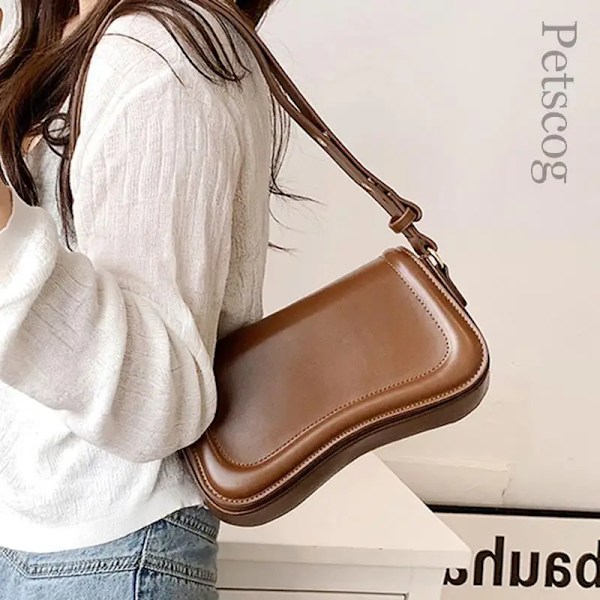 Petscog Luxury Designer Axelväskor Crossbody Väskor För Kvinnor Pu Läder Trend Kvinnlig Underarm Väska Mode Handväska Flap Handväskor Light Green (20cmMax Length30cm)