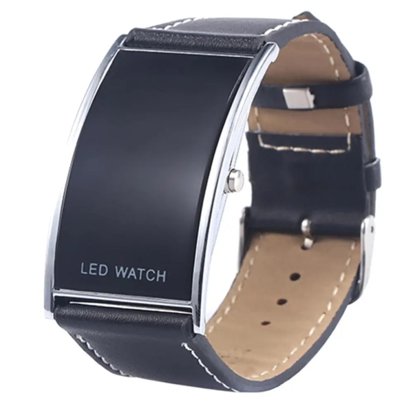 Herrklockor Top Lyx LED Digital Date Rektangel Urtavla Faux Läder Armband Armbandsur watch homme