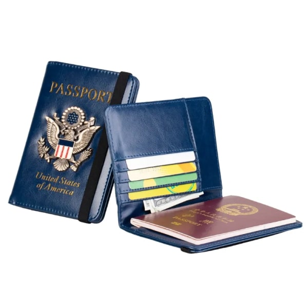 USA USA RFID cover Passfodral Case Case Blockering Läder Reseplånböcker Resetillbehör Red