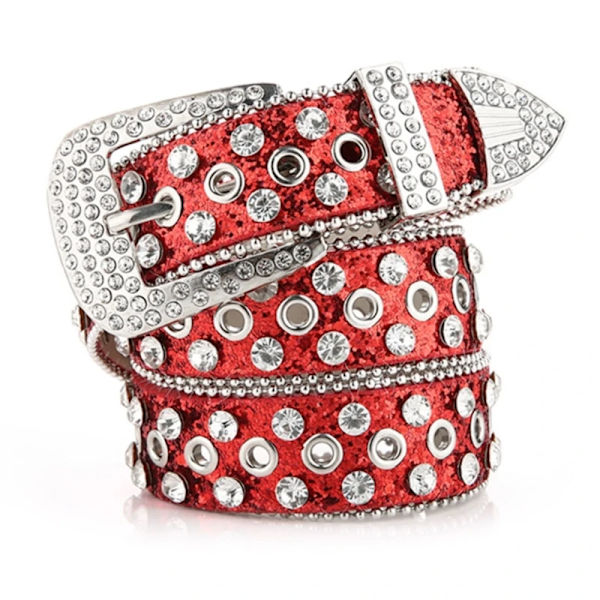 Vuxen Rhinestones Bälte för klänning Kristaller Diamant midjebälte Shinning Rhinestones Bred midjebälte Damer formellt bälte Red
