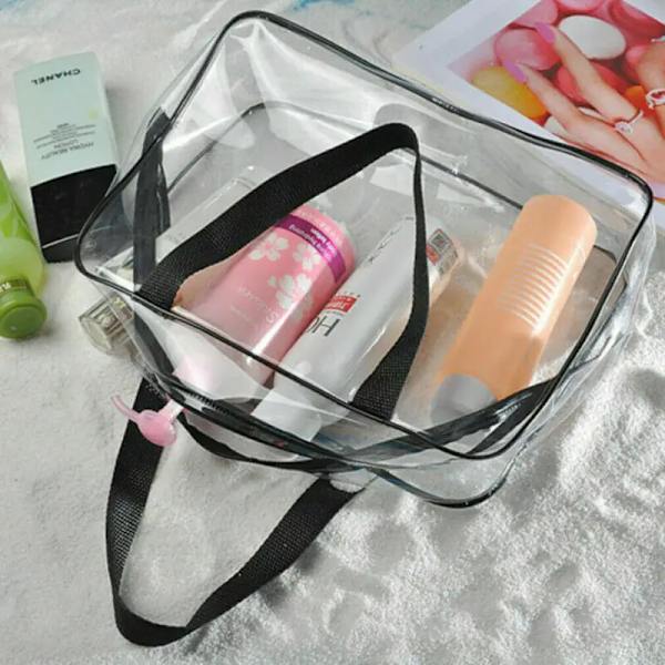 Klar Transparent plast PVC Resesmink Kosmetisk Toalett Blixtlåsväska Mode Vattentät Organizer Väska 1 St A 18cm 4cm 14cm