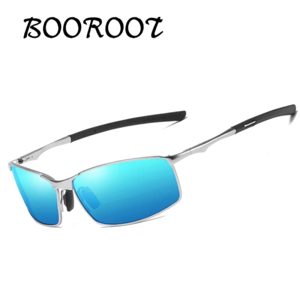 BOOROOT Polarized Solglasögon Män Dam Legering Solglasögon Modedesign UV400 Outdoor Driving Spegel Solglasögon TEA Frame-TEA Glasses Bag