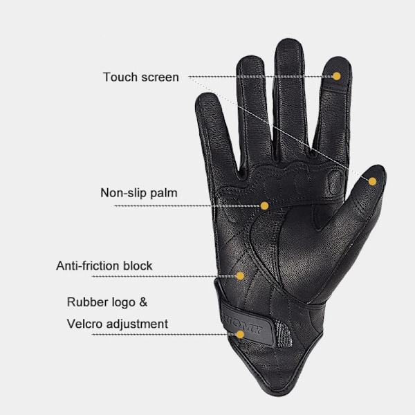 Suomy Motorcykelhandskar i Läder för Kvinnor Sommar Andningsbara Moto Gp Handskar Retro Hel Finger Cykelhandskar Rosa Xs-Xxl Black M