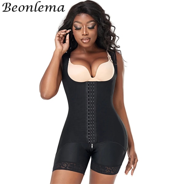 Steg 2 Body Shaper Columbian Fajas Shapewear Tummy Control Body Waist trainer Butt Lifter BBL Kompressionsdragkedja i grenen Black XS