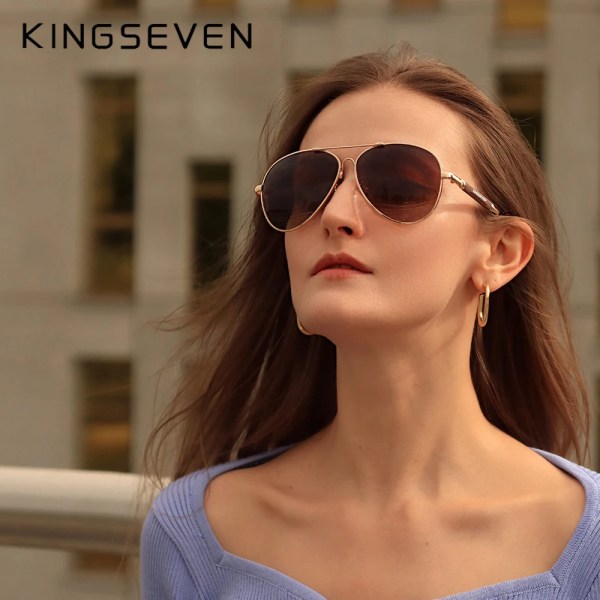 KINGSEVEN 2022 New Trend Quality Titanium Alloy Solglasögon herr Polariserade solglasögon Dam Pilot Mirror Glasögon Oculos de sol Gun Blue Orignal