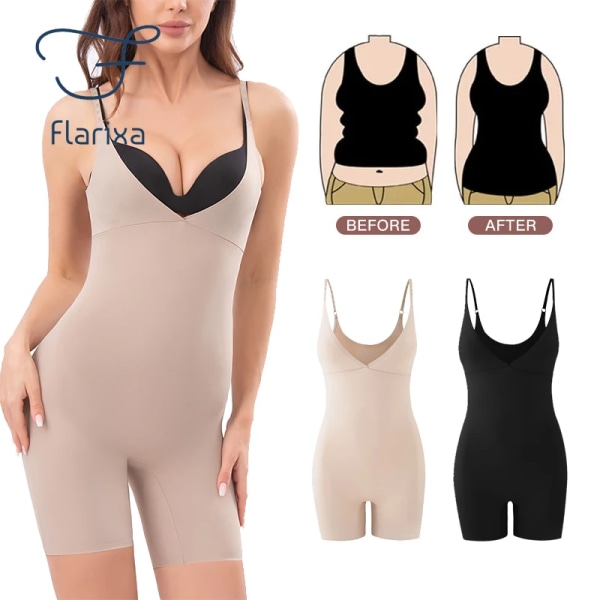 Flarixa Seamless Body Shapewear Dam Magkontroll Underkläder Butt Lifter Body Shaper Body Shaping Camisole Bantningskorsett Beige-Bodysuit M