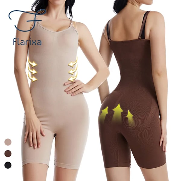 Flarixa bantningskorsett Kvinna Flat Belly Shapewear Kvinnor Helkroppsformare Sömlös rumplyftande Body Magkontroll Underkläder Brown M