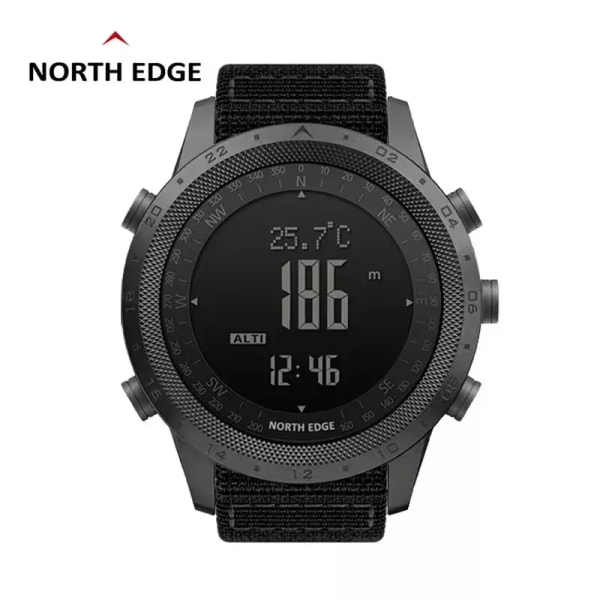 NORTH EDGE DESERT Watch för män Höjdmätare Barometer Kompass Militär Armé Smartwatch Simning Löparklocka Vattentät 50m Black nylon strap