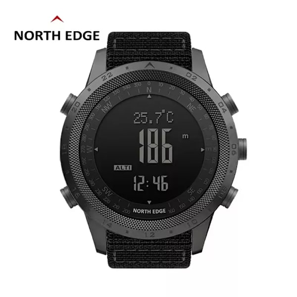 NORTH EDGE DESERT Watch för män Höjdmätare Barometer Kompass Militär Armé Smartwatch Simning Löparklocka Vattentät 50m Black rubber strap