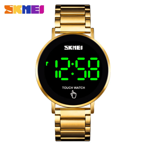 SKMEI 1550 Creative LED Touch Screen Vattentät Digital Armbandsur Lyx Rostfritt Stål Herrklockor Herrklocka Black