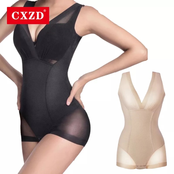 CXZD Kvinnor Shapewear Magdräkt Kontroll Underbyst Kvinnor Body Shaper Slimming Underkläder Väst Bodysuits Jumpsuit Black 4XL