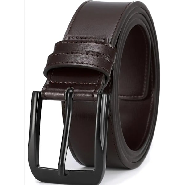 Klänning i äkta läder för män Klassisk sömnad design 38 mm Vanliga stora och höga storlekar 0502BK-kou-Coffee 110cm
