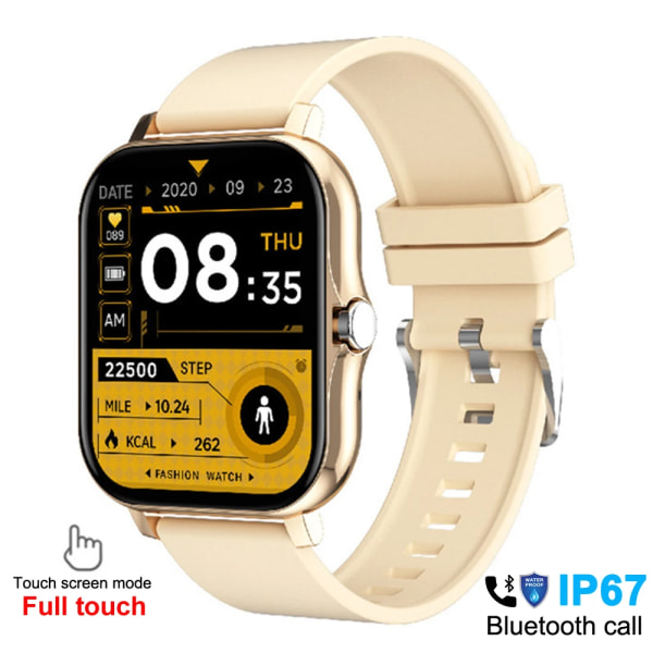 Smart Watch Herr Dam Fitness Bluetooth Call Connected Klockor Vattentät Man Smartwatch För Android IOS Reloje Inteligente Yellow