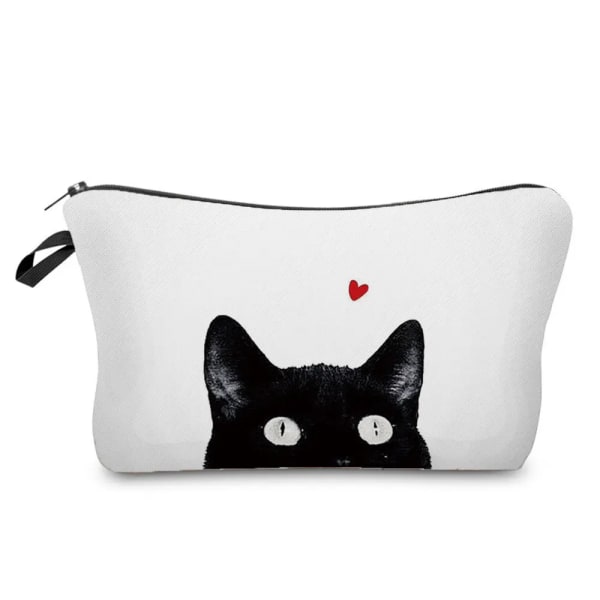 Djur Söt Casual Makeup-väska Resor Bärbar Förvaringsväska Mini-toalettväskor Svart katt Utskrift Kvinnor Kosmetiska väskor hz2759 Cat Bag
