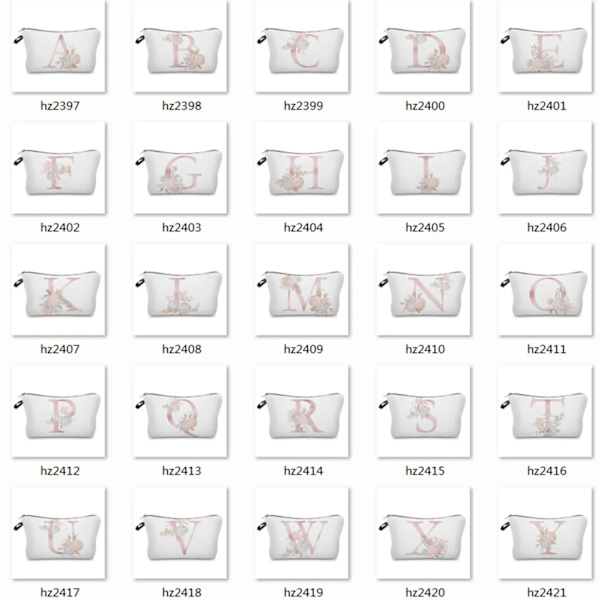 Organizer För Kosmetikväska Blommabrev 3D-utskrift Toalettväska Mode Damväska Märke Sminkväska Case Festpresent hz2402 Letter Bag