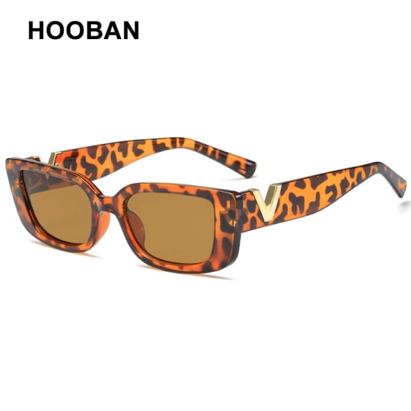 HOOBAN Mode Cat Eye Solglasögon Dam Lyx V Solglasögon För Dam Klassiska rektangulära körskydd utomhus UV400 C1 BLACK GREY As Picture