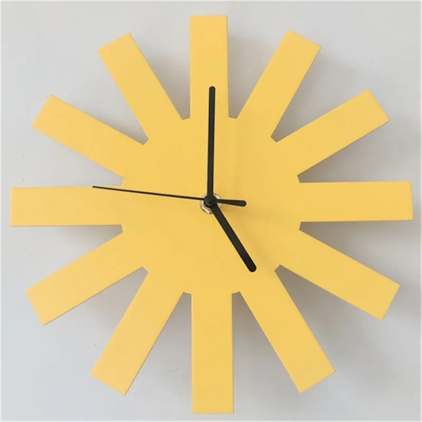 Geometrisk Design Enkel Hemstil Tyst Klocka Vägg Barnrum Modellrum Tyst Klocka Mjuk Dekoration Vardagsrum Yellow