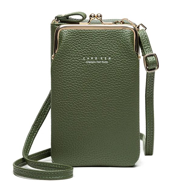 Mode Kvinnor Mini Crossbody-väska & handväskklämmor Telefonpaket Kvinnlig Clutch-plånbok Damer Liten handväska Pu-läder Axelväskor Green
