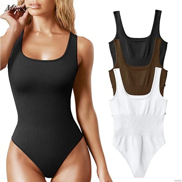 U-ringad ärmlös linne Bodysuit Dam Sculpting Body Sexiga Linnen Bantning Jumpsuit Seamless Sculpting Bodysuit Black S