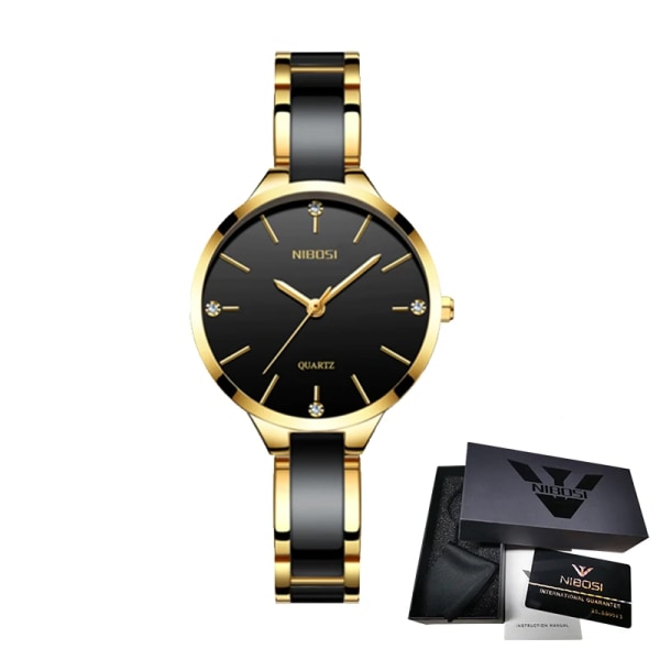 NIBOSI relógio feminino Nytt modemärke Watch Lyx Quartz Dam keramisk watch Klockor Vattentäta klockor för kvinnor Gift Box(.205)