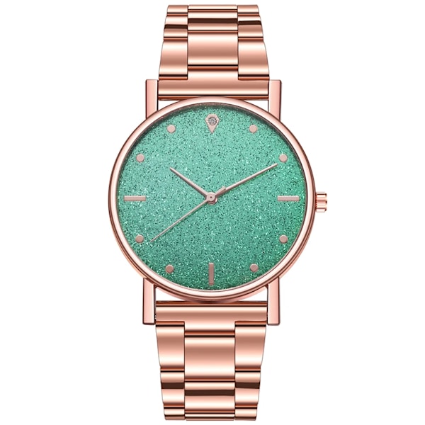 Svart Watch 2023 Toppmärke Lyx Stjärnhimmel Dam Rostfritt stålband Analog Quartz Armbandsur för 03 RoseGold-Green