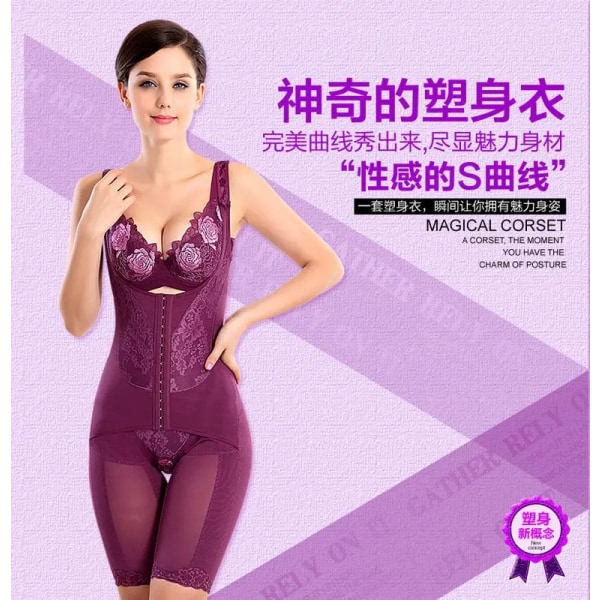 Helkropps midja träningskorsetter Butt Lifter Underbust Korsett Shapewear, Mesh Shapewear träningskorsetter, 3 färger välj Purple XXXL