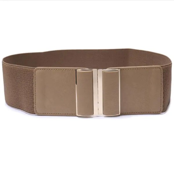 Dam 7,5 cm brett bälte Elastiskt Stretch Cinch midjeband Lady Cummerband Skinny Mjuk runt midjeband Enkel kvinnoklänning 3-Inch-Khaki 75cm(78cm to 135cm)