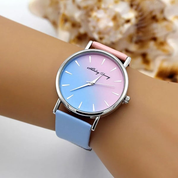 Nya Damer Casual Gradient Ramp Klocka 2 Färg Klockarmband Lyx Kvinnor Klockor Kvinnliga Quartz Armbandsur Feminino Zegarek Damski black white