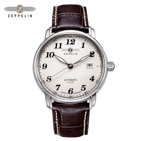 Zeppelin watch för män Top Märke Lyx Herr Quartz Armbandsur Andas Läderrem Vattentät Business Casual Watch white